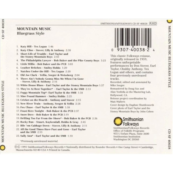 VARIOUS ARTISTS - MOUNTAIN MUSIC: BLUEGRASS STYLE NEW CD