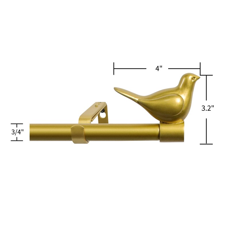 MERIVILLE 3/4" Diameter Farmhouse Single Window Treatment Curtain Rod, Bird