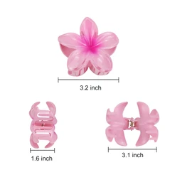 Aacehlh 6 Pcs Flower Hair Claw Clips, 3.1 inch Hawaiian Plumeria Hair Clips, Summer Beach Essentials Hair Accessories for Women (Plumeria)