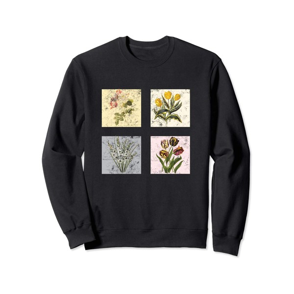 Vintage Flower Design Distressed Sweatshirt