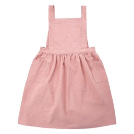 Surblue Kids Retro Aprons Pinafore Apron for Girls Boys Cotton Linen Aprons for Children, Pink,6-10 Years Older