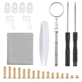 Eye Glass Repairing Kit Upgraded Eyeglass Repair Kit with Screws Eye Glasses Repairing Screwdriver Set with Eyeglass Screws, Nose Pads, Small Screwdriver, Tweezers for Sunglasses,Eyeglass,Watch Repai