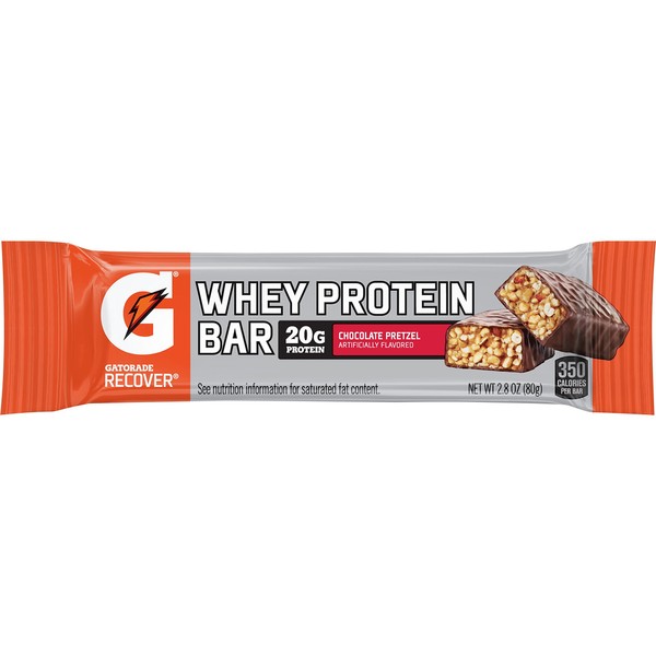 Barra de recuperación de proteínas de suero Gatorade, pretzel de chocolate