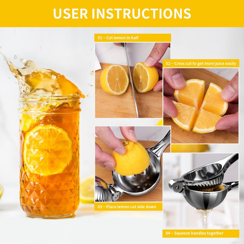 Rekix lemon Squeezer, Max Extraction Hand Press Lemon Juicer, Heavy