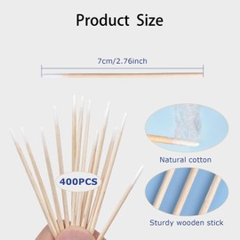 500 Pcs Cotton Swab,Cotton Buds,Cotton Tipped Applicator,Cotton Swabs Wood Sticks for Eyebrow Tattoo Beauty Make-up Color Nail Seam Dedicated Dirty Picking, Wood Handle Small Pointed Tip Head