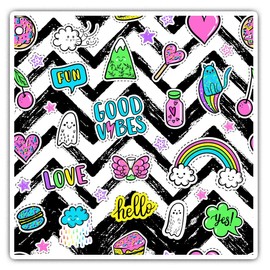 Square Stickers (Set of 2) 7.5cm - Fun Good Vibes Girls Icons Laptop Tablet Luggage Scrapbook #14683