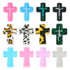 Beadthoven 12pcs Cross Silicone Focal Beads for Pens Leopard Printed