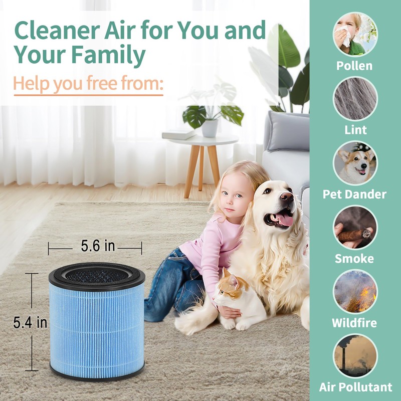 4-Pack AP0601 True HEPA Replacement Filter, Compatible with AP0601/AP0601-RF Air
