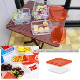 ECSiNG 4Pcs Dollhouse Food Storage Box 1/6 1/12 Scale Dollhouse Bento Box Mini Fresh Box Dollhouse Ornament for DIY Making Plastic Red