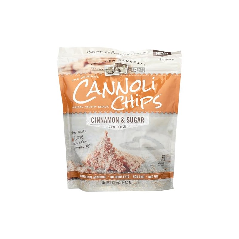 Golden Cannoli Cinnamon and Sugar Cannoli Chips, 5.1 Ounce