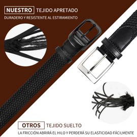 Cinturón Trenzado Elástico, Cinturón Lona Elástica Nylon, Cinturones de Moda Casual para Hombres y Mujeres, Cinturón de Tela Trenzada Transpirable (Black, S)