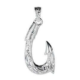 Four Leaf Necklace, Pendant, Silver 925, Accessory, Fish Hook, 1.2 inches (31 mm), Chain Sold Separately, Sterling Silver, large light blue hand shape Korean ultra fine fine metal fittings polished