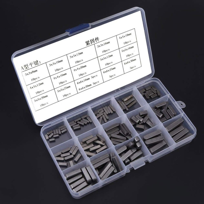 GBSCLOVER 140Pcs Keyway Assortment, 8-30mm Round Ended Key Set, A3