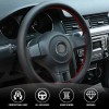 CHUSYYRAY 14 inch Black Car Steering Wheel Cover Leather With
