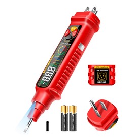 Probador de Voltaje Sin Contacto Detector de Receptáculo de Tomacorriente Rango Dual AC 2-440V, 50Hz-60Hz Probador de Cable Vivo/Neutro con Pantalla LCD, Localizador de Punto de Ruptura, Verificador