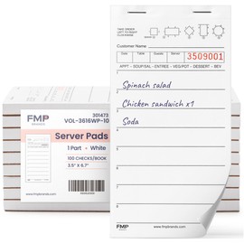 FMP Brands 2000 Sheets Server Note Pads (20 Pads Total), 100 Sheets/Pad, Guest Checks for Servers, Waitress Notepads, Guest Check Pads, Restaurant Order Pads, Guest Check Books for Bar, Cafe, Diners