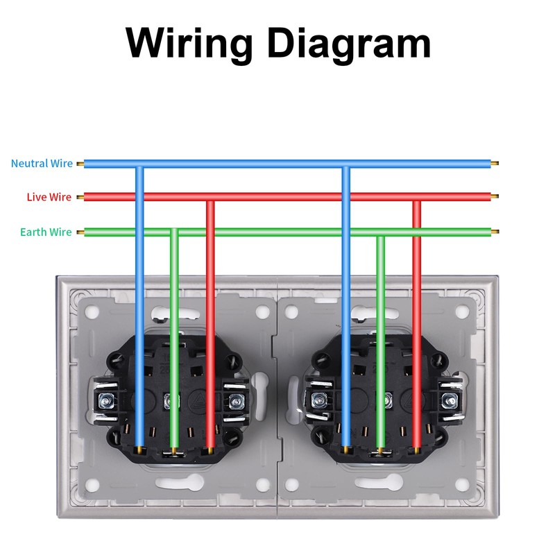 JIMEIDA Double Socket Glass 2 Compartments, 16 Amp Tempered Glass