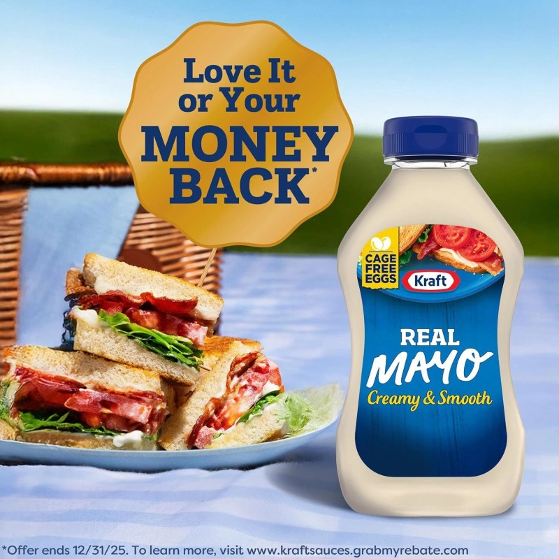 Kraft Real Mayo Creamy & Smooth Mayonnaise, 12 fl oz