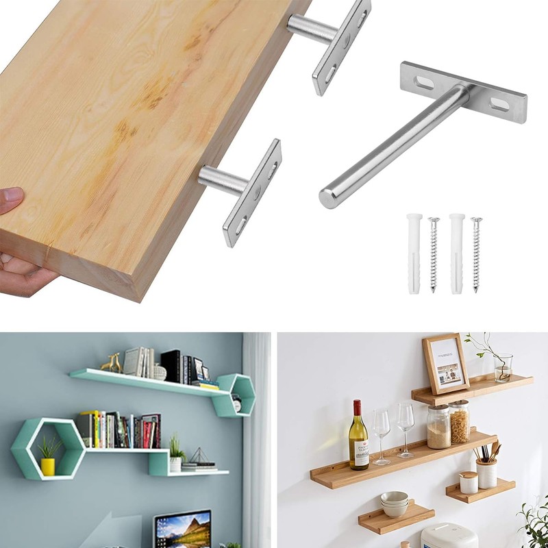 YEYIT Pack of 4 Floating Shelf Brackets, 4 Inch Shelf