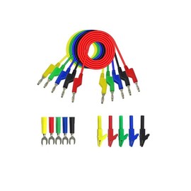 Aofan Multimeter Banana Plug to Banana Plug Test Cable Including 5 Pieces 4 mm Banana Plug Insulated Crocodile Clips, 5 Pieces Test Fork Clips (15 Pieces/Set)