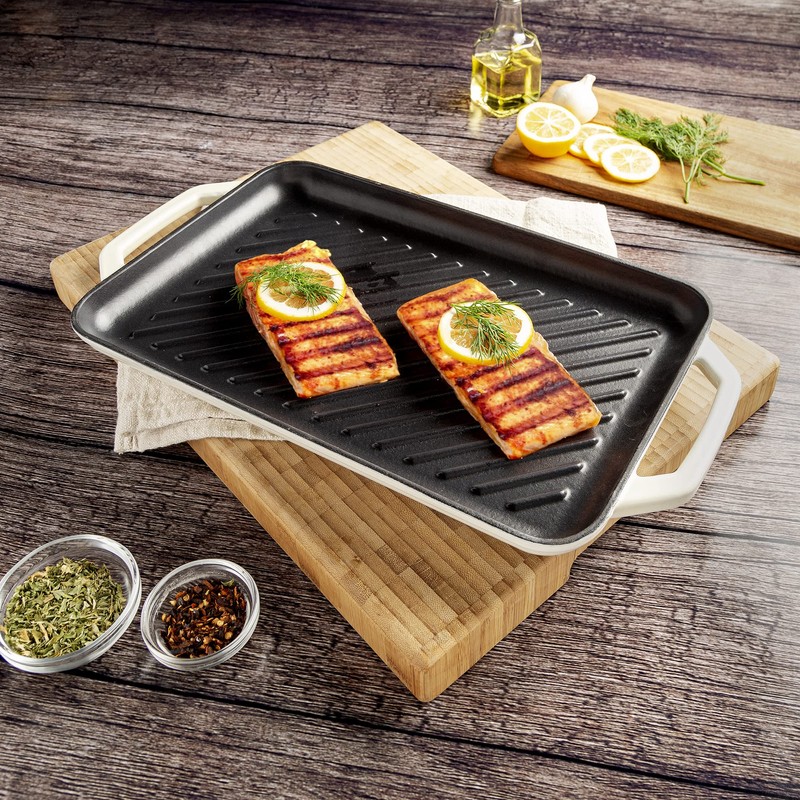 Country Living Enameled Cast Iron Grill Pan, Family Sized Rectangular