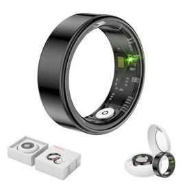 Jojovenusmall Smart Ring Health Tracker,Anillo Inteligente para Hombre,Health Rings for Women & Men,Long Lasting Batteries Sleep Ring (Black, 12#)
