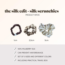 Set of 3 feschi Scrunchies | 100% Silk | Very Elastic Hair Band | Can Prevent Hair Breakage | 3 Sizes 3 Colours in Travel Box