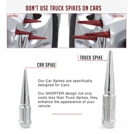 Wheel Accessories Parts, 20 PCS Red Spline Spike Lug Nut Kits, Thread, 3.35", 1/2 UNF Conical Seat with 1 Socket Key Replacement, Fits Mustang