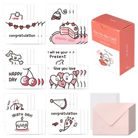 Monolike Day by Day Cards Love for You Version 1 Day-by-day Card, Love for you Ver. 1 Cards - 36 Envelopes, 36 Stickers, Set of 36 Mini Design, Celebration Cards, Thank You Cards