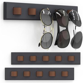 3 Pack Sunglass Organizer, Wall Mounted Sunglasses Organizer, Wooden Glasses Holder Sunglass Holder, Sunglasses Rack for Hanging Your Multiple Eyeglasses, for Wall, Home Decor(Cream) Hangable - Color: Dark Grey, Item Package Quantit: 3