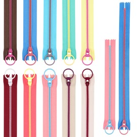 20 PCS Zips for Sewing, 10 Colors #3 Resin Zipper 20cm/7.9in and 30cm/11.8in, Colorful Close End Plastic Zippers for DIY Sewing