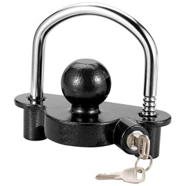 CZC AUTO Kit de seguridad universal de enganche de remolque para remolque, protección antirrobo para remolque, caravana, caballo, 2 llaves, color negro