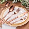 A · HOUSEWARE Hammered Silverware Copper/Rose Gold Flatware Set 40