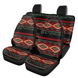 Aztec Tribe Print Car Seat Cover Breathable Front Bucket Seat Covers with Split Bench Back Seat Covers