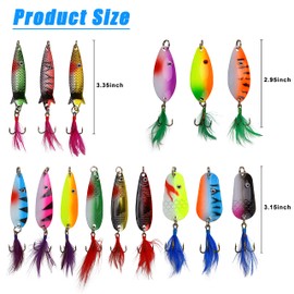 Fishing Lure Kit,60pcs Trout Fishing Lure Spinner Baits Spoons Crankbaits Minnow Meatl Fishing Lures Set with Sharp Treble Hooks Variety Fihsing Lure Kit for Trout Salmon Walleye