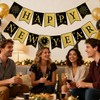 Happy New Year Banner Decorations Pre Assembled Glitter Gold Black