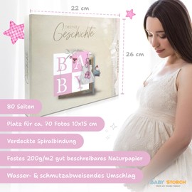 Memory Book for Entering and Designing Yourself "Deine Geschichte" from Birth to School Baby Photo Album for Girls - Baby Gift for Birth