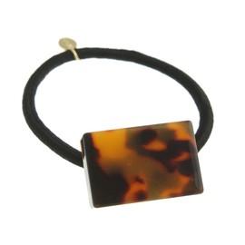 VingTAINE H-768-BR Tortoise Shell Style Square Hair Elastic Simple Square Hair Accessory Office Brown