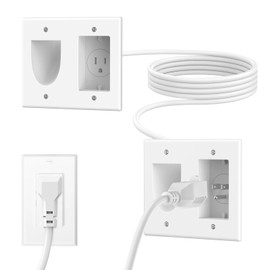 in Wall Cable Management Kit for Wall,Hide Cords Wall Mounted TV,Power Bridge Wall Kit for TV,Recessed Outlet for Organizing Cables Behind Wall-Mounted TV