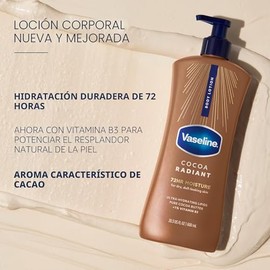 Vaseline Loción corporal de cuidado intensivo para piel seca, loción radiante de cacao hecha con lípidos ultrahidratantes y manteca de cacao pura para