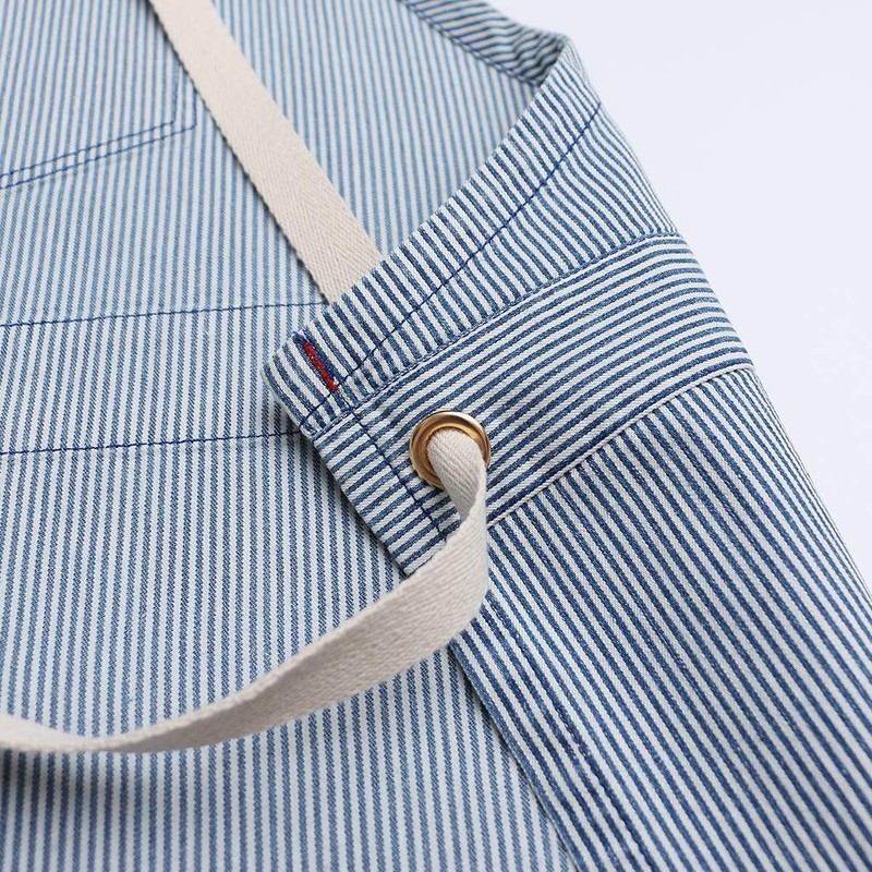 Jeanerlor Blue Striped Denim Aprons for Women and Men -