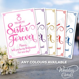 Wedding Cards FUNNY You are my Sister Forever Will you be my Bridesmaid Maid of Honour Best Man Groomsman Usher Matron Flower Girl Chief Junior (Kraft Paper 280 gsm, Foldable Card)