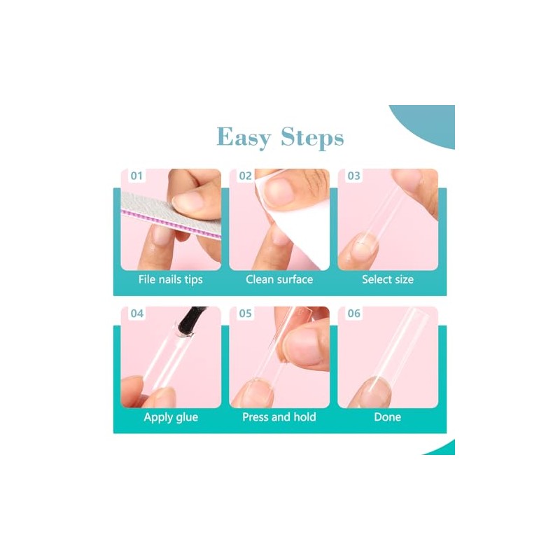 Flat No C Curve Clear Nail Tips for Acrylic Nails