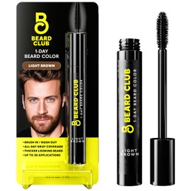 The Beard Club 1 Day Temporary Beard Dye for Men - Light Brown Beard, Mustache & Eyebrow Color for a Fuller, Well-Defined Look, Water & Sweat Resistant, Up to 30 Applications, 0.3 fl oz
