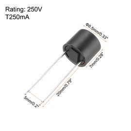 QUARKZMAN Pack of 10 Miniature Cylinder Fuse DIP Mounted Miniature Round Slow Blow Fine Fuses Assortment Micro Fuse for Electronic Parts PCB LCD Repair, T250mA 250mA 250V, Black