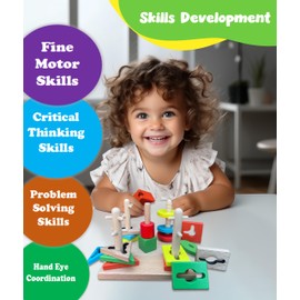 TOTJOY montessori toys for 2+ year olds 18+ Months, 3 Year Old Wooden Puzzles for 2 year olds Educational Toy For Toddlers Shapes Sorting Stacking Toys Busy Board Sensory Toys 2-4 years