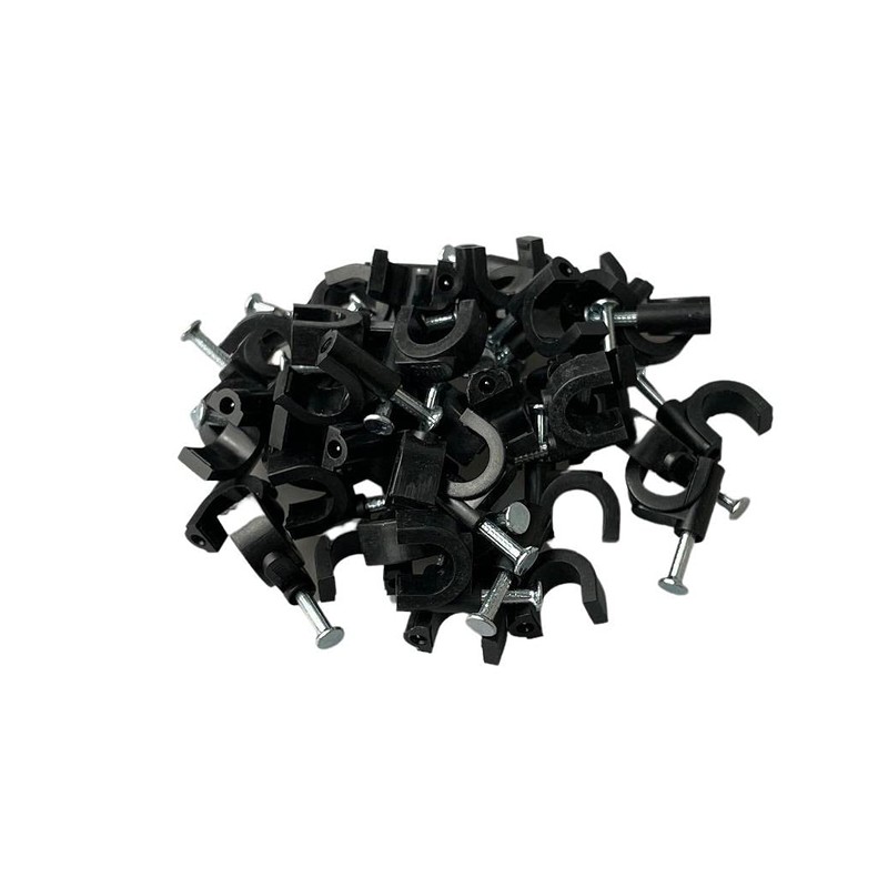 500 x 9mm Black K Type Round Cable Clips