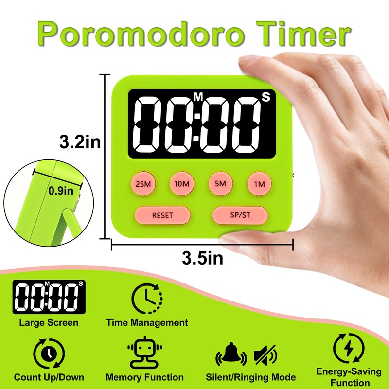 Pomodoro Timer for Kids, Productivity Timer with Loud Alarm, Digital