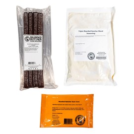 Bearded Butchers Cajun Snack Stick DIY Kit – Make Cajun-Flavored Snack Sticks with Beef, Venison, or Any Meat – Includes Cajun Seasoning, 17mm Collagen Casings & Curing Salt – Just Add Up to 25 lbs of Meat