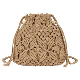 MEGAUK Shoulder Bag with Fringe Women's Shoulder Bag Fringe Bag Tassels Straw Woven Beach Bag for Women, 06897 Khaki